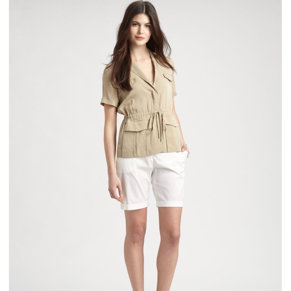 Lavia18 Women's White Stretch Cotton Bermuda Short